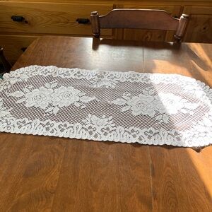 Elegant White Lace Table Runner